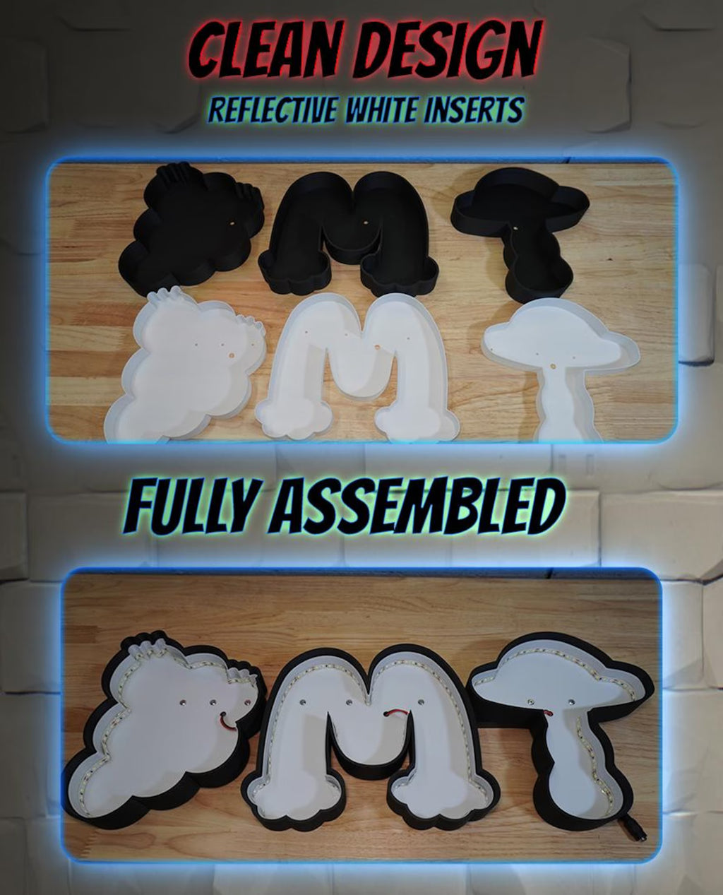 DMT Graphic LED Sign - Eyes Sky Rainbow Alien - Graphic Color 3D Print - White LEDs - Wall Decor, Quality Neon Wall Sign, Trippy Fun