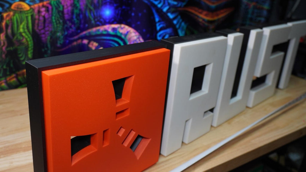 Rust GAME Logo - Large 3D Block Print - Block Text Style - Wall LED - Gift, Birthday, Gamer