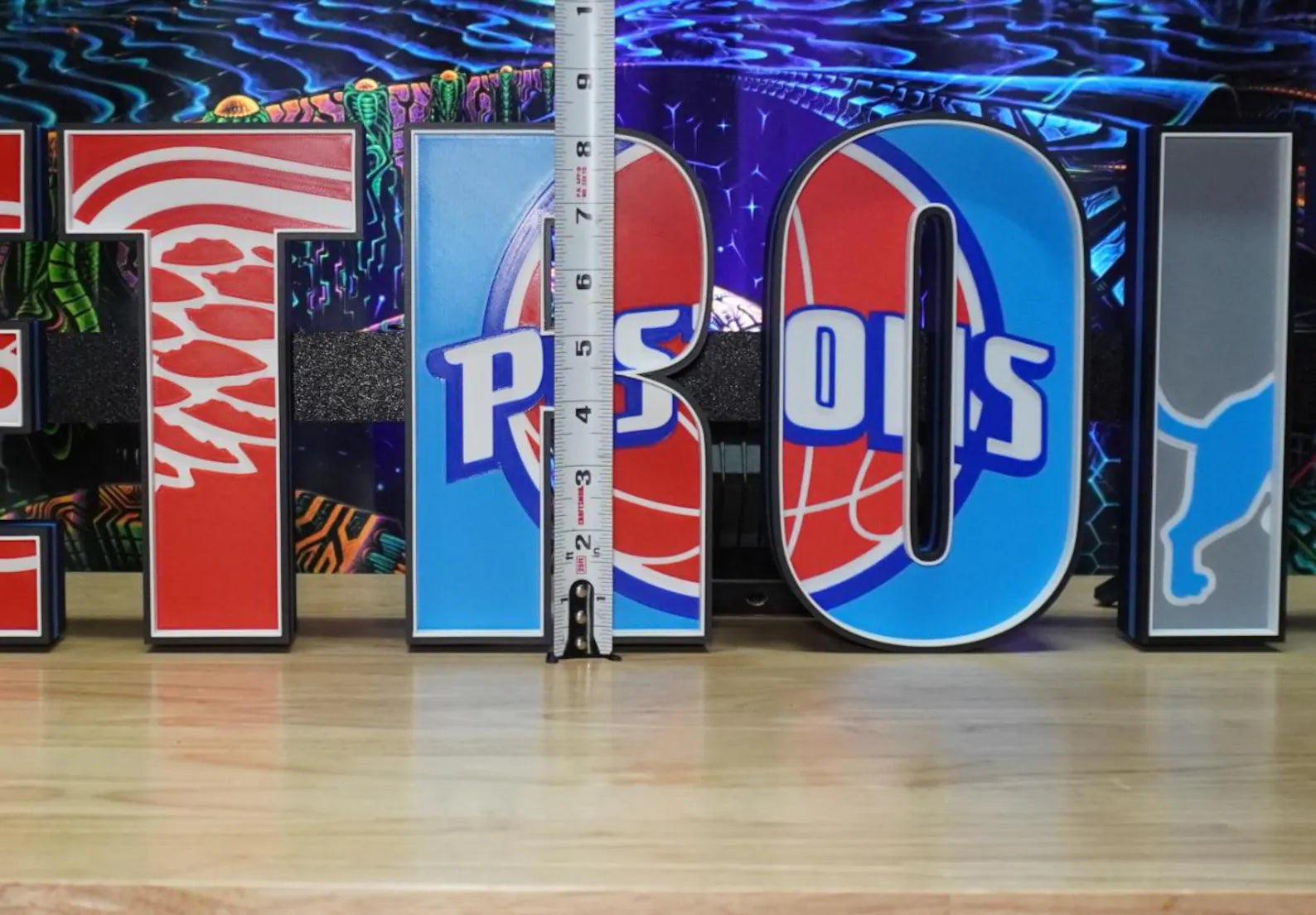 Detroit - Sport Teams big- Graphic 3D Printed LED Wall Sign - White LED - Huge Neon Sign - Sports Fan Gift, Mancave