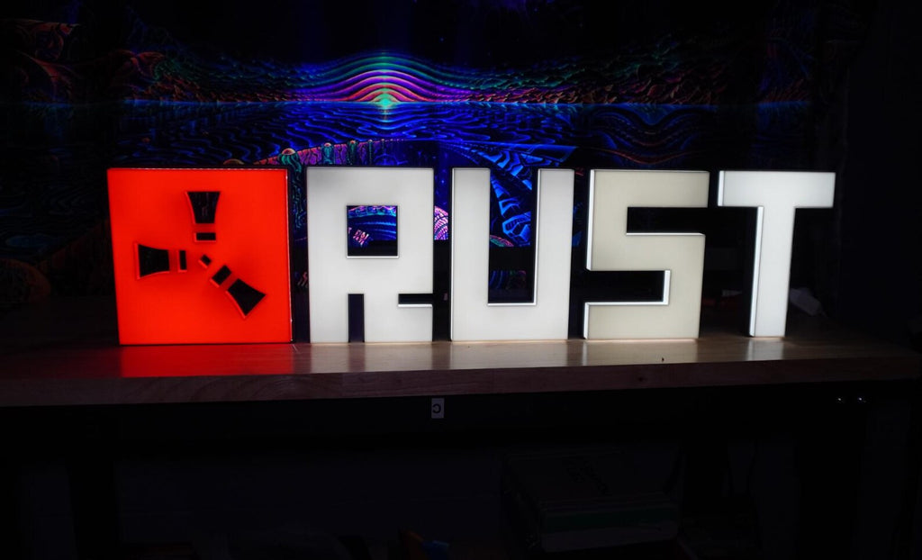Rust GAME Logo - Large 3D Block Print - Block Text Style - Wall LED - Gift, Birthday, Gamer
