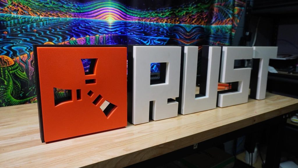 Rust GAME Logo - Large 3D Block Print - Block Text Style - Wall LED - Gift, Birthday, Gamer